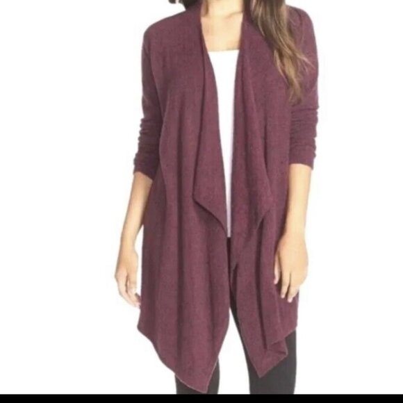 Barefoot Dreams Fall CozyChic Lite Circle Plum Cardigan Open Front — Plum L/XL - Picture 1 of 9